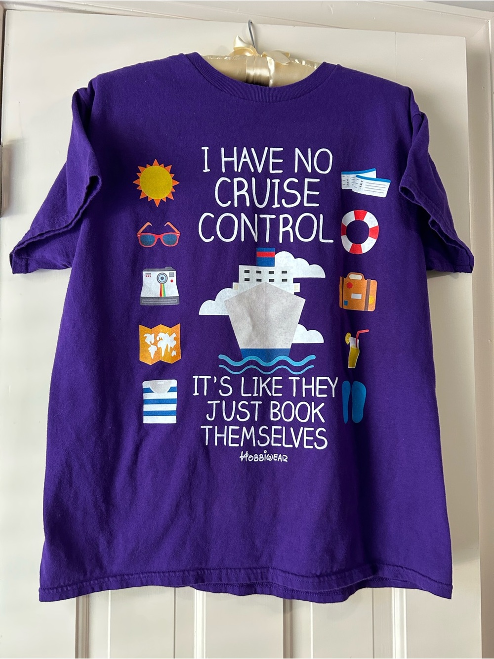 Adult medium "I Have No Cruise Control" Purple Graphic Tee
